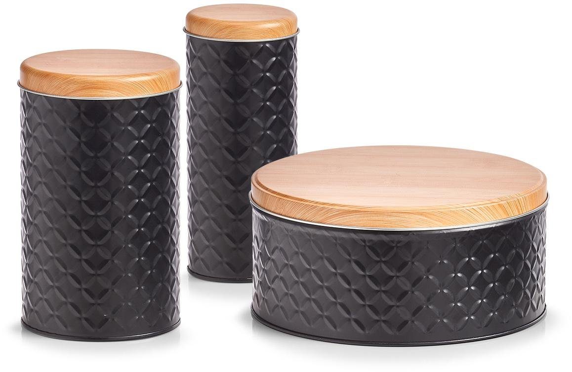 Zeller Present Vorratsdose Scandi, Metall, (Set, 3-tlg), täuschend echte Holzoptik