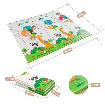 FOXSPORT Spielmatte faltbar Baby Spielmatte (Kinderteppich 180 x 200 x 1 cm, Babyspielbogen), wasserdicht Krabbelmatte doppelseitig, BPA frei & sicher für kleinkind