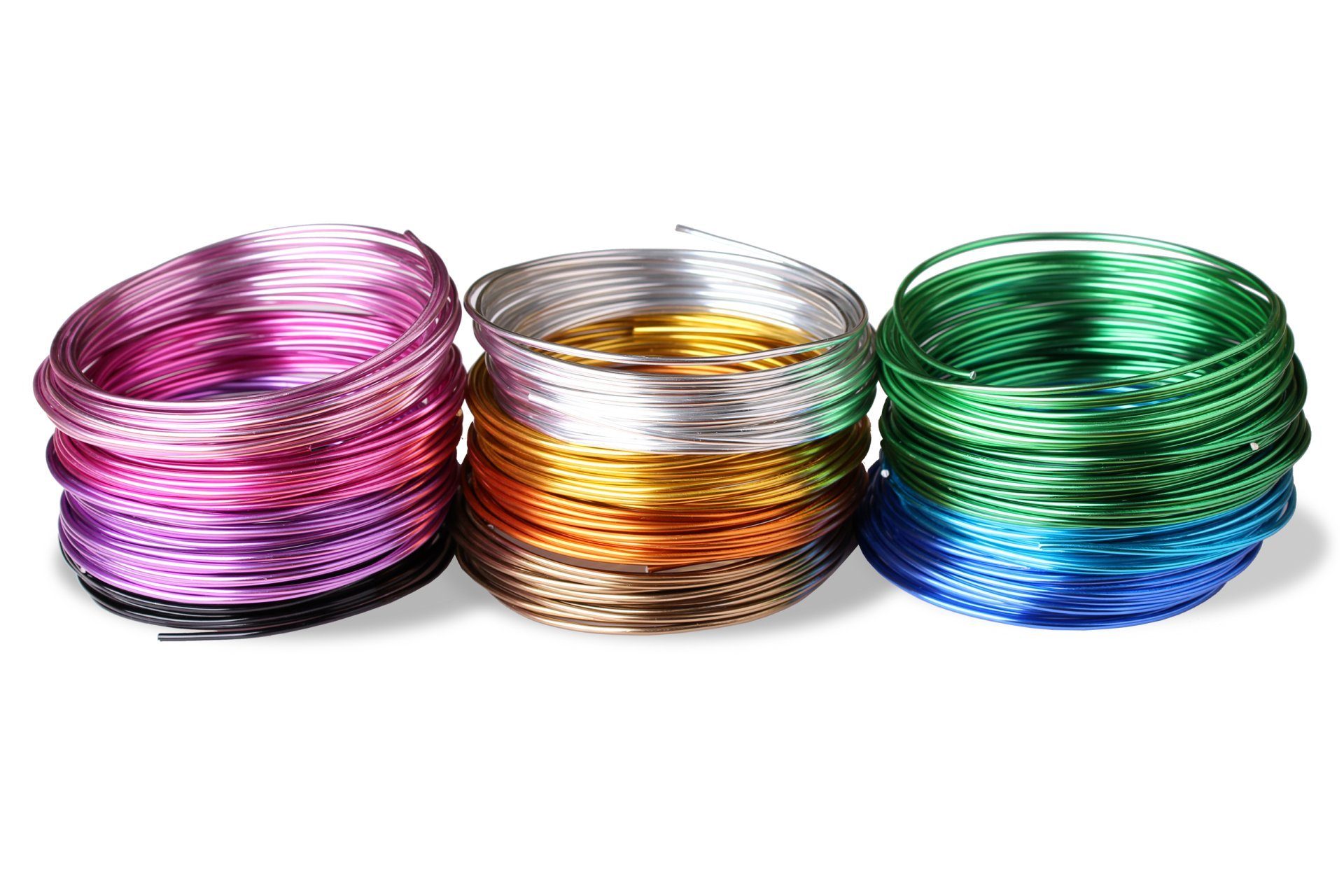 Goodwei Schmuckdraht Schmuckdraht-Set 12 Farben auf Rollen (je 5m) - Basteldraht Ø 2 mm, Eloxiert