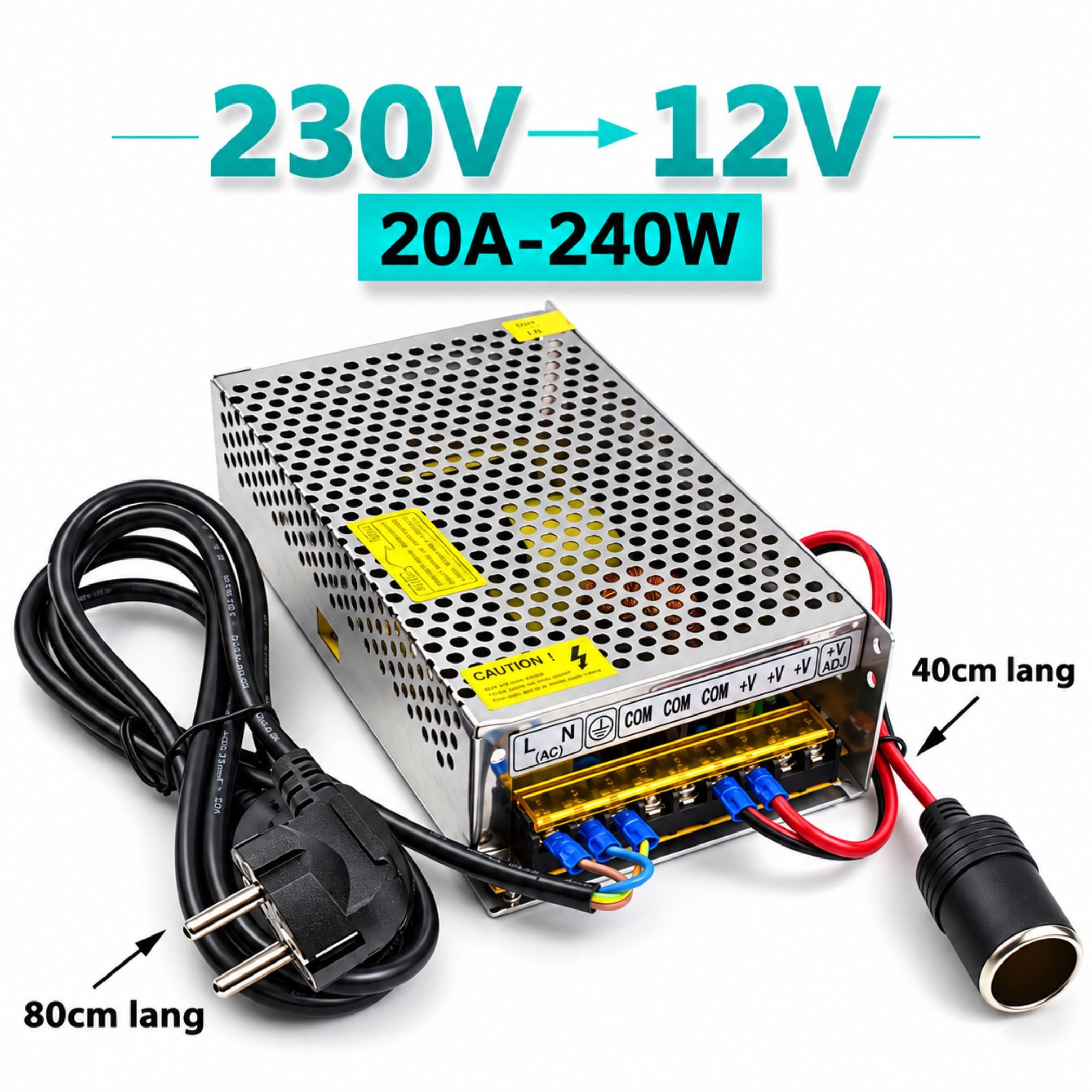 Bolwins A15C Bolwins AC/DC Schaltnetzteil Netzteil Adapter 230V / 12V 20A 240W AC/DC-Einbaunetzteil (AC 230V auf DC 12V Hohe Ausgangsleistung Überlastschutz) – Bild 2 von 5