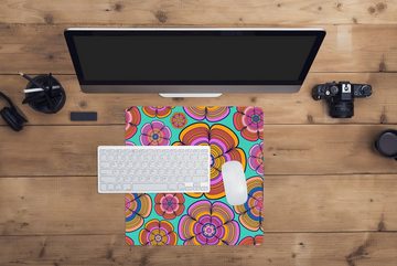 MuchoWow Gaming Mauspad Design - Flower Power - Farben (1-St), Mousepad mit Rutschfester Unterseite, Gaming, 40x40 cm, XXL, Großes