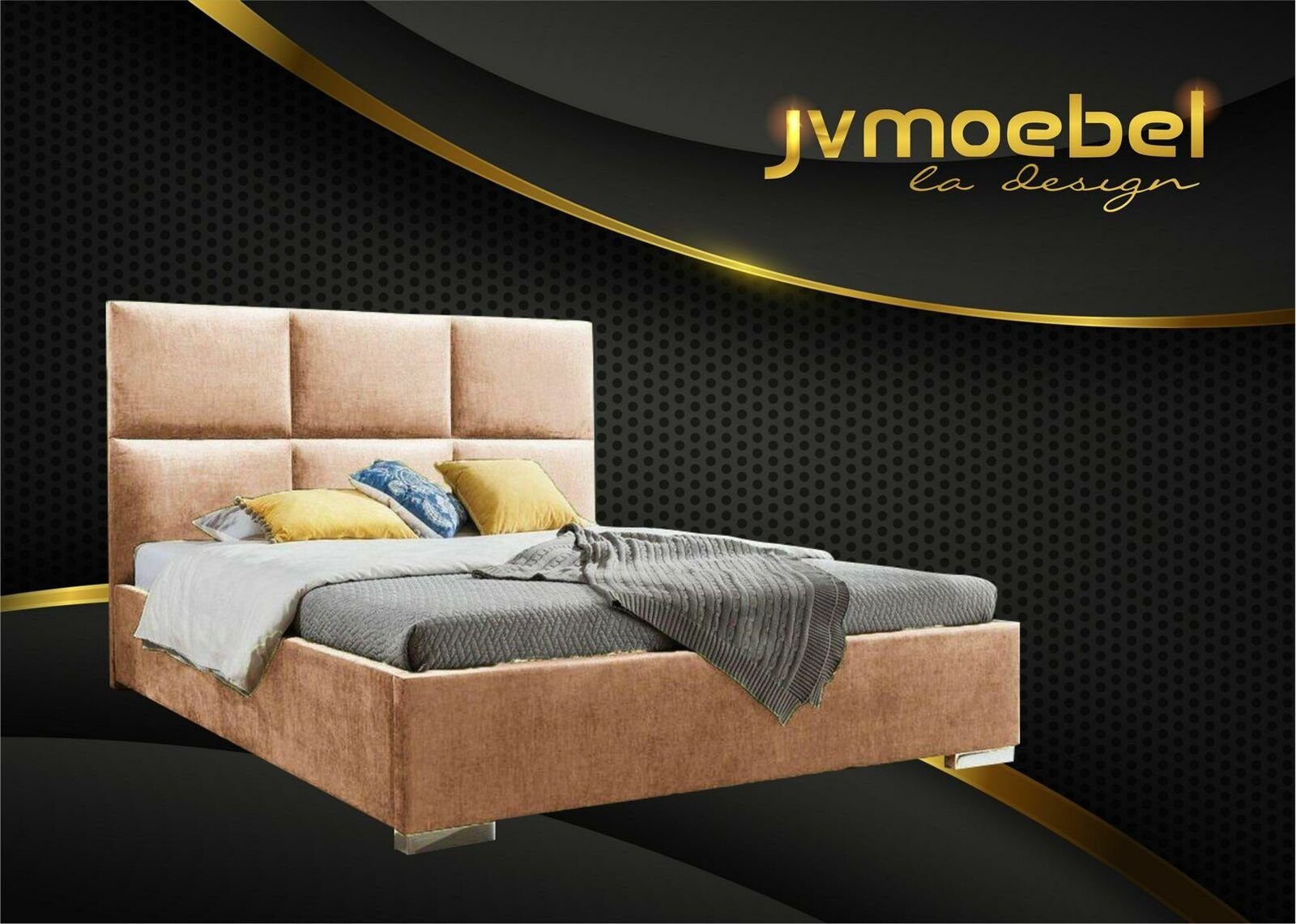 JVmoebel Bett, Moderne Schlafzimmer Betten Bett Stoff Chesterfield 180x200 Beige