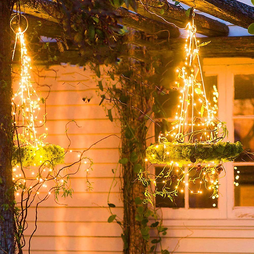 Rosnek LED-Lichterkette Garten 1M, 5 für batterie, Balkone, Weihnachtsdekoration; Stränge, Kupferdraht wasserdicht