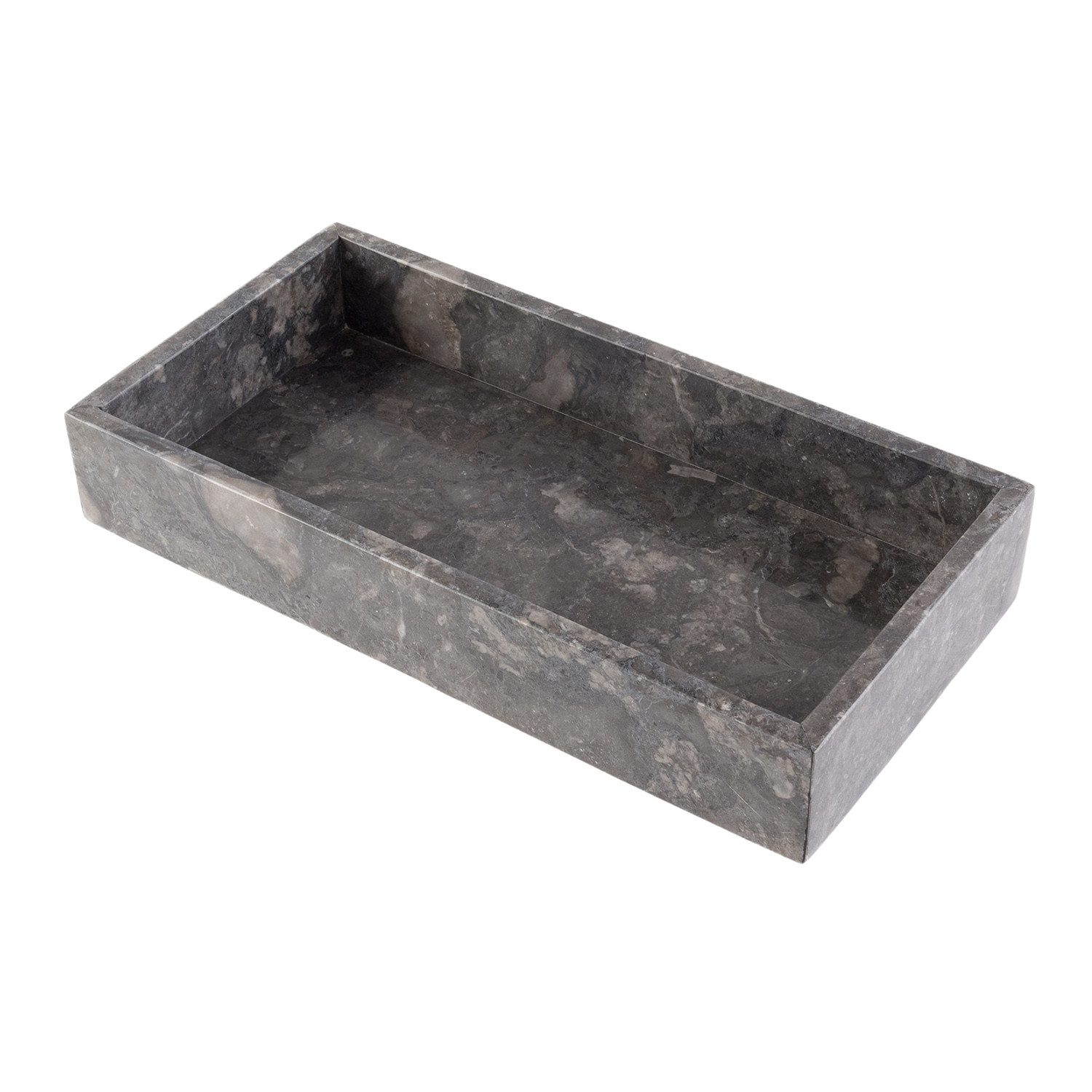 Dekotablett Marmor Tablett 30 cm grau rechteckig