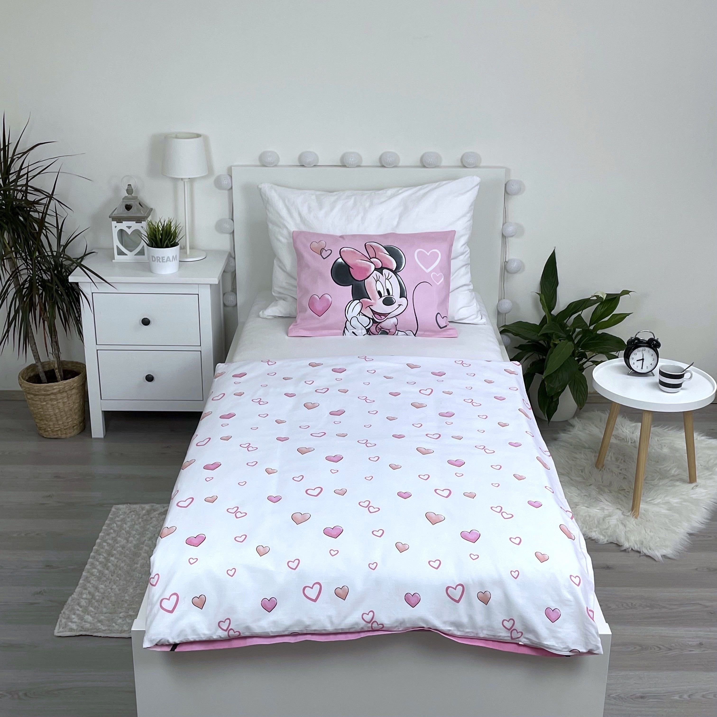 Disney Minnie Mouse Babybettwäsche Wendebettwäsche Minnie Mouse 2tlg. Baumwolle 100x135 cm + 40x60 cm, Baumwolle, 2 teilig, 100% Baumwolle,trocknergeeignet