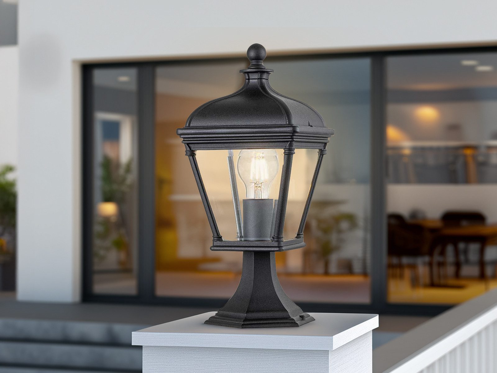 Elstead LIGHTING LED Sockelleuchte, LED wechselbar, Warmweiß, Landhausstil Garten-Laterne zur Wegbeleuchtung mit Klarglas H: 39,5cm