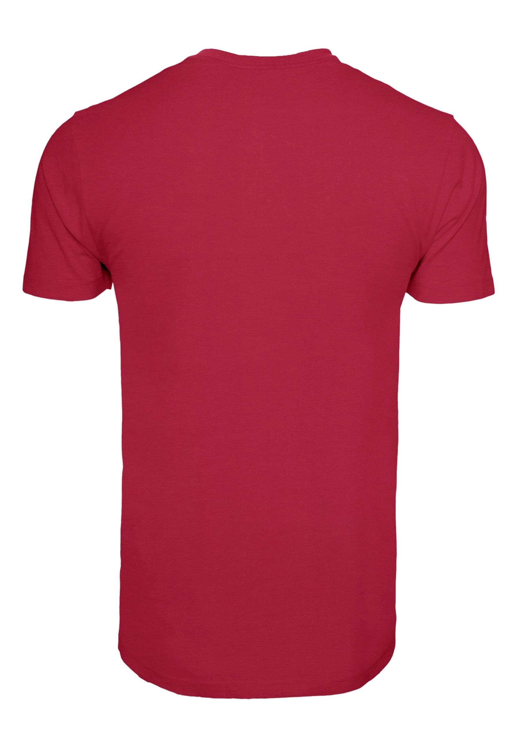 Round Merry Neck (1-tlg) Lights T-Shirt Herren Merchcode burgundy Christmas T-Shirt