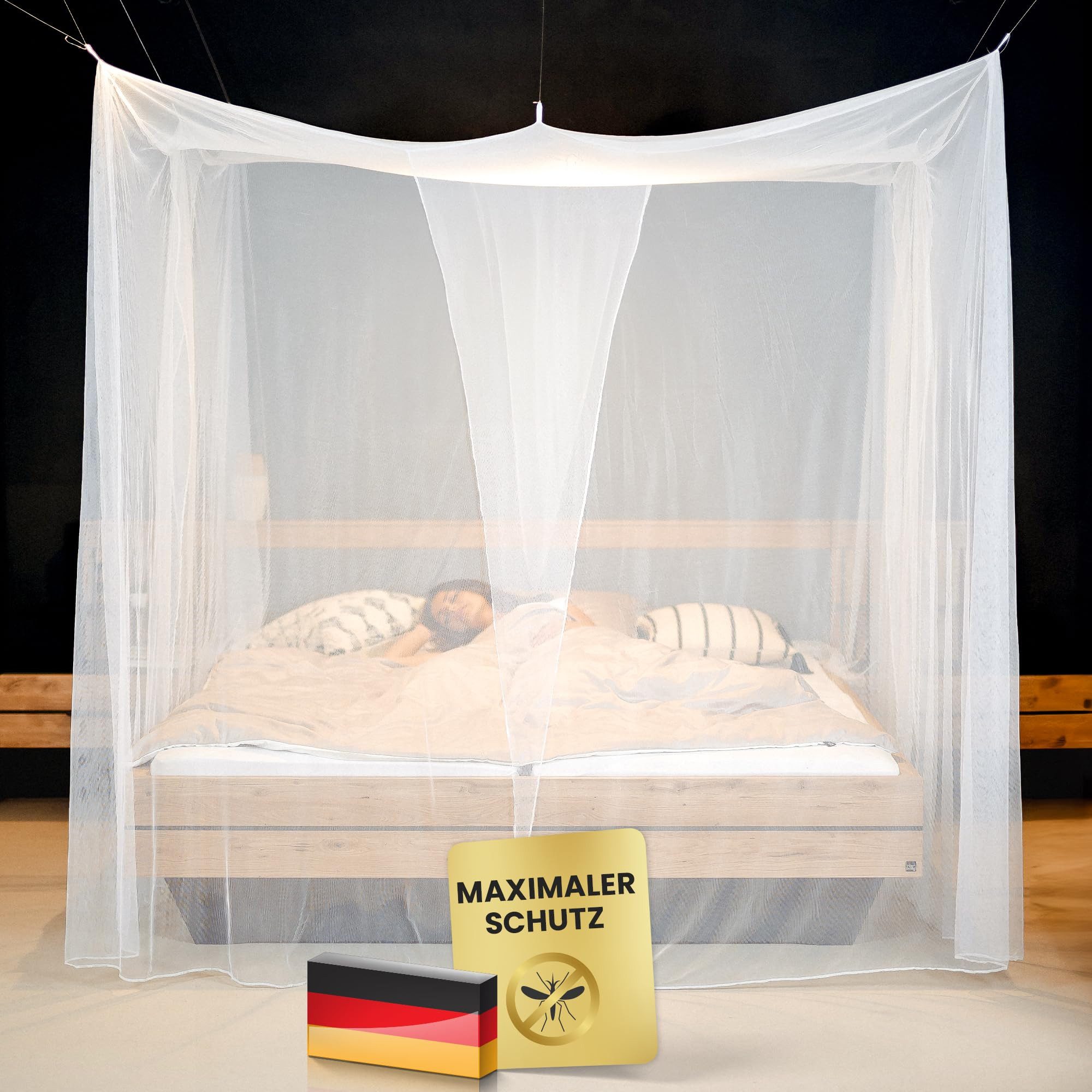 Moskitonetz NOMOSQUI Moskitonetz für Betten Optimaler Mückenschutz Indoor/Outdoor