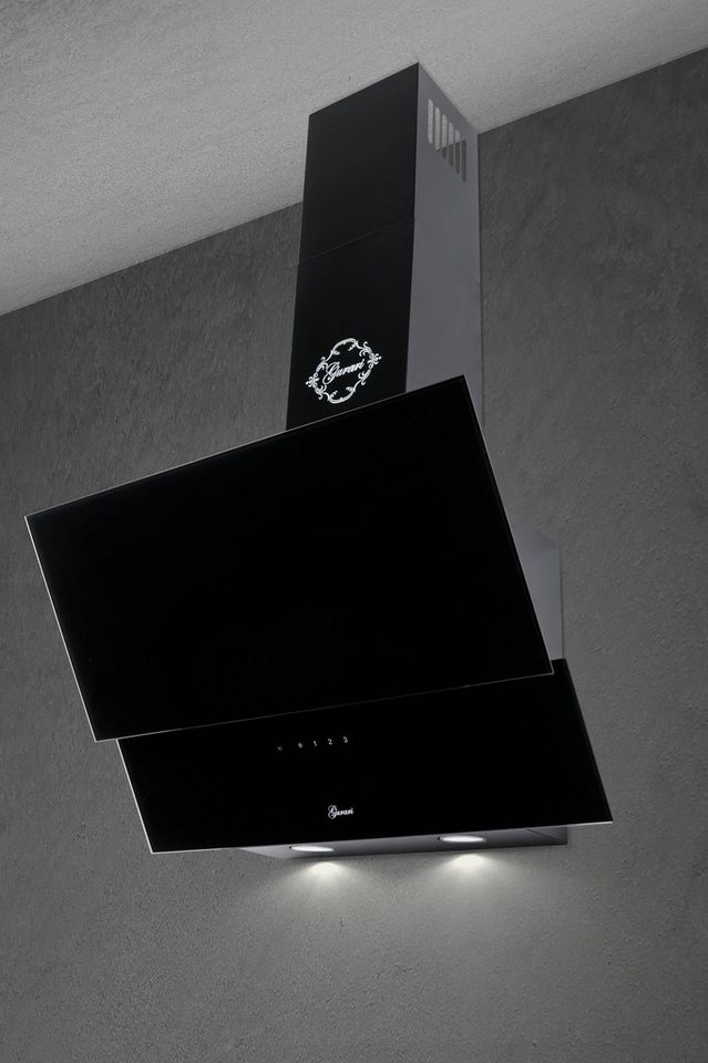 Schwarz Einbauhaube für Küche Flachlüfter Loteo 60.4 Black Einbaubreite 60 cm Gehärtetes Glas und Lackierter Stahl 4 Leistungsstufen mit Beleuchtung GLOBALO Dunstabzugshaube 