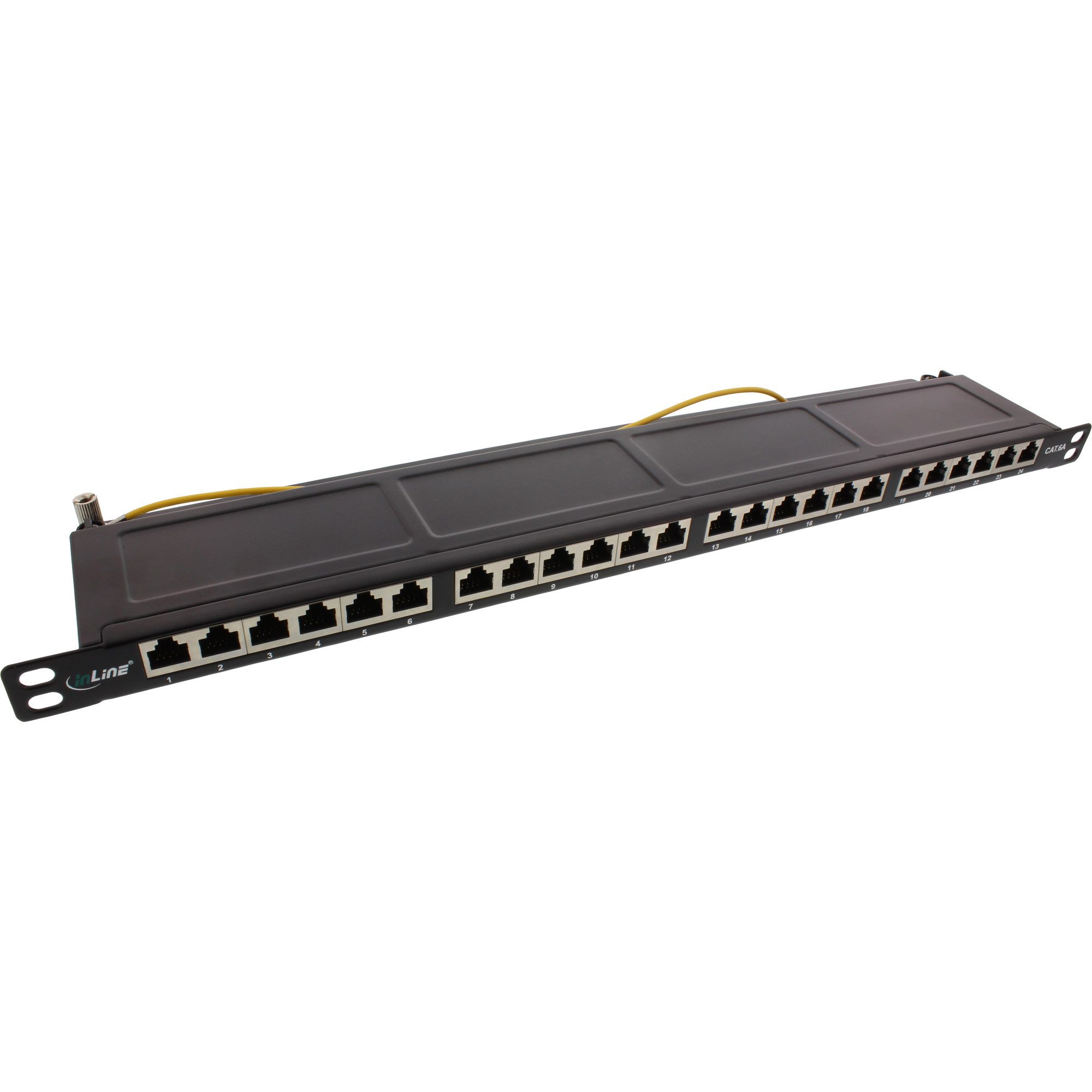 InLine® Patchfeld Cat.6A 24-fach 19" 0,5HE schwarz RAL9005 Netzwerk-Patch-Panel