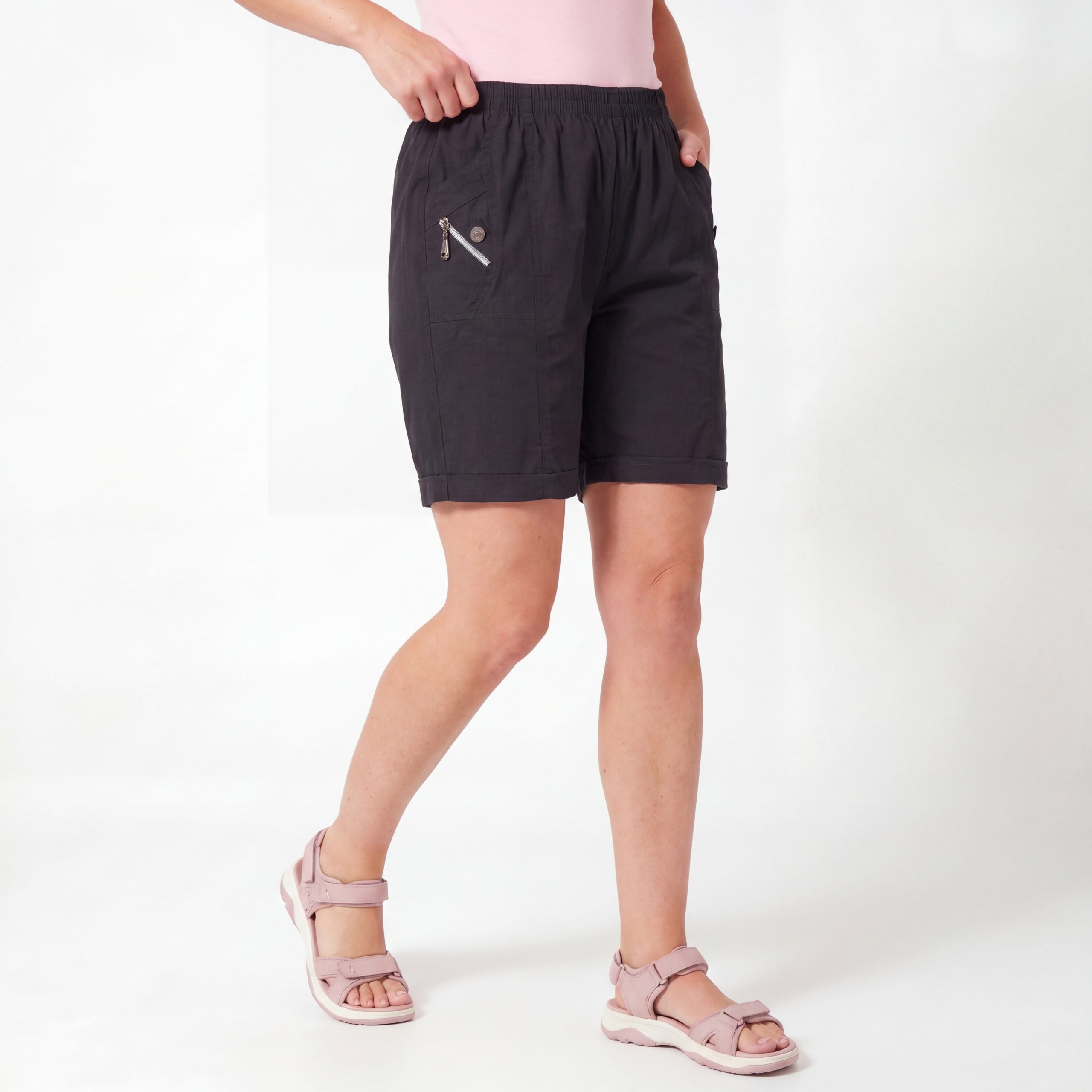 Cherry Berry Shorts Kurze Damen Sommerhose leichte Damen Shorts Strandshorts Größe 38/40 bis 52/54, Stretchbund