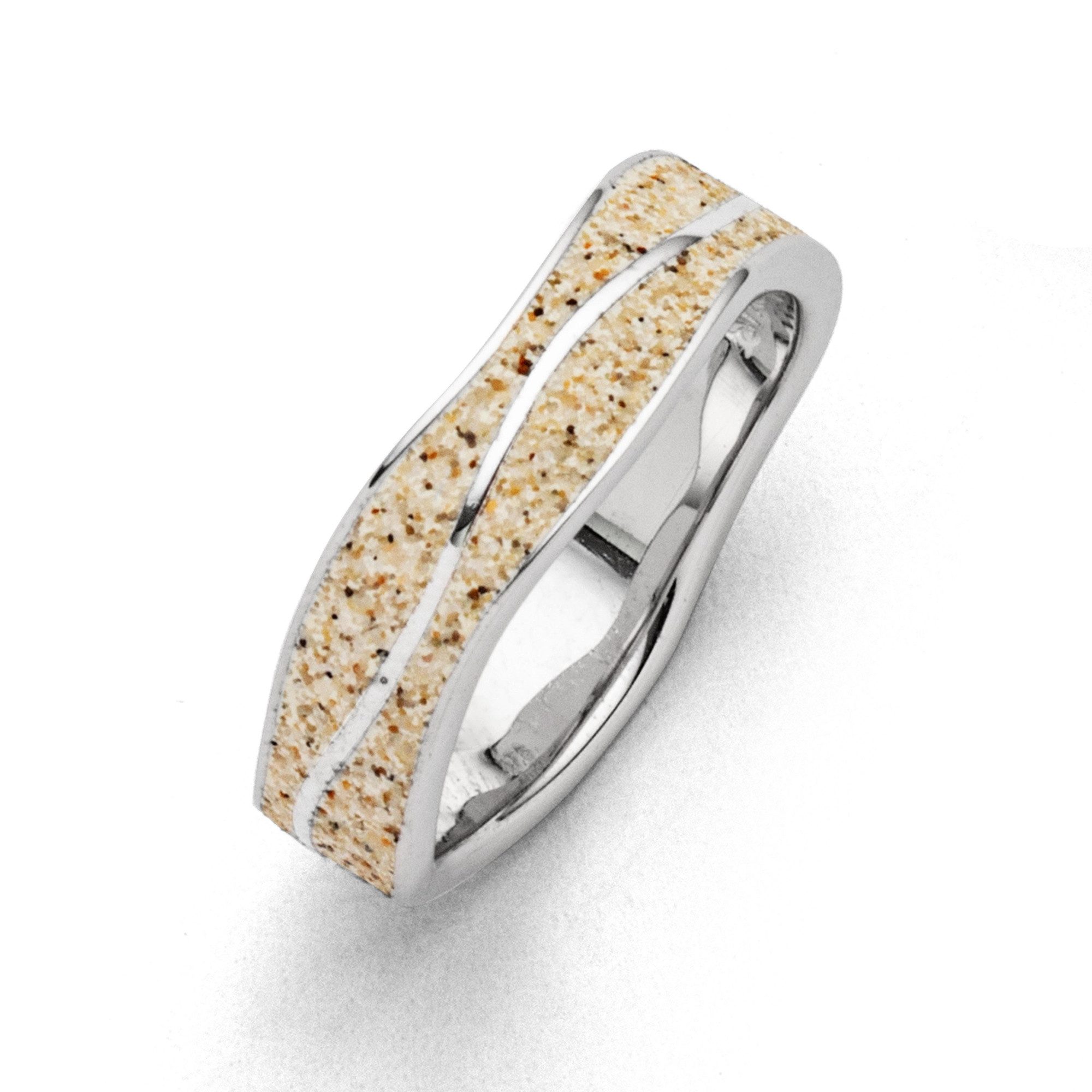 DUR Fingerring Ring Strandwellen R5108 925 Silber Strandsand Größe 62