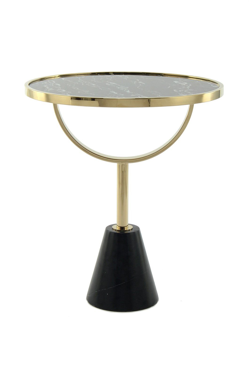 Qiyano Beistelltisch Couchtisch Eruera Schwarz Marmor, Glas, Metall - Wohnzimmer