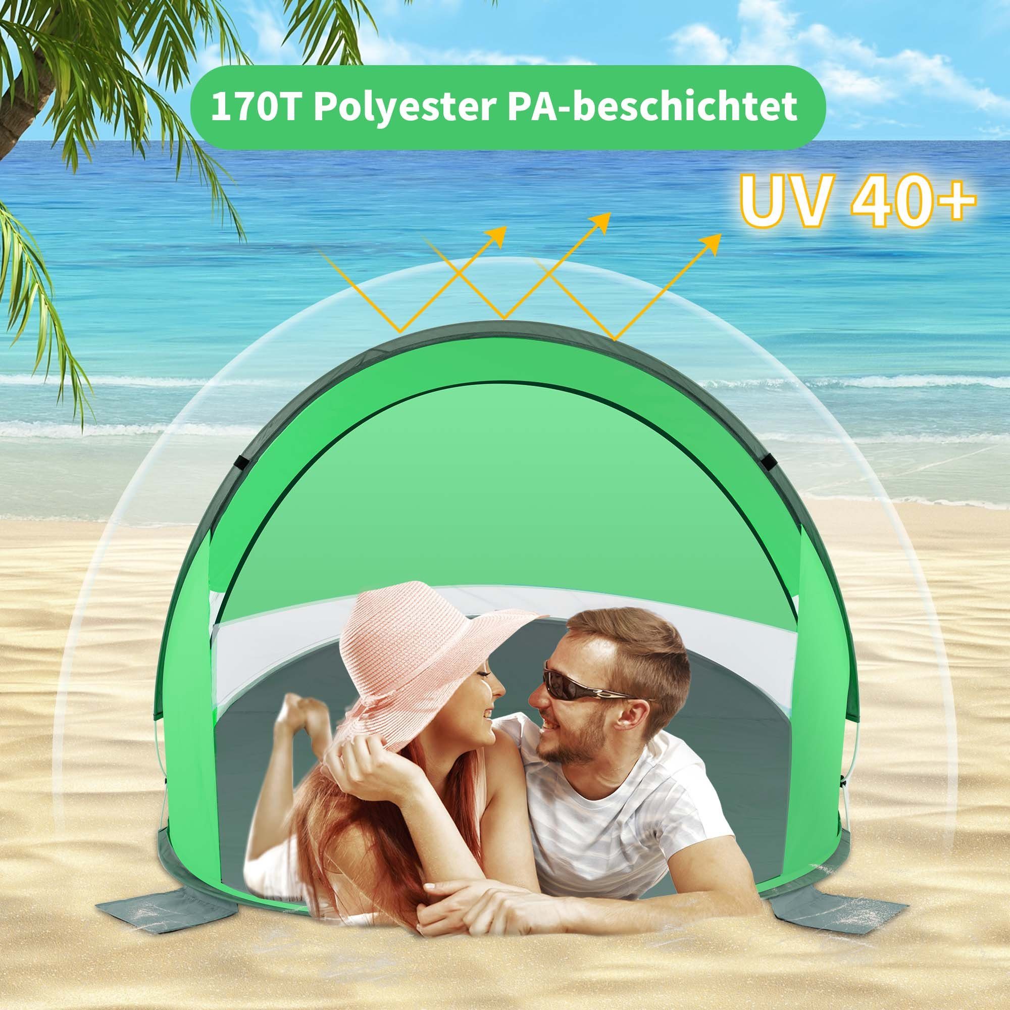 Duhome Strandmuschel, Strandmuschel Grau+Gruen Pop Zelt Wetter- Up Polyester und Strandzelt Sichtschutz