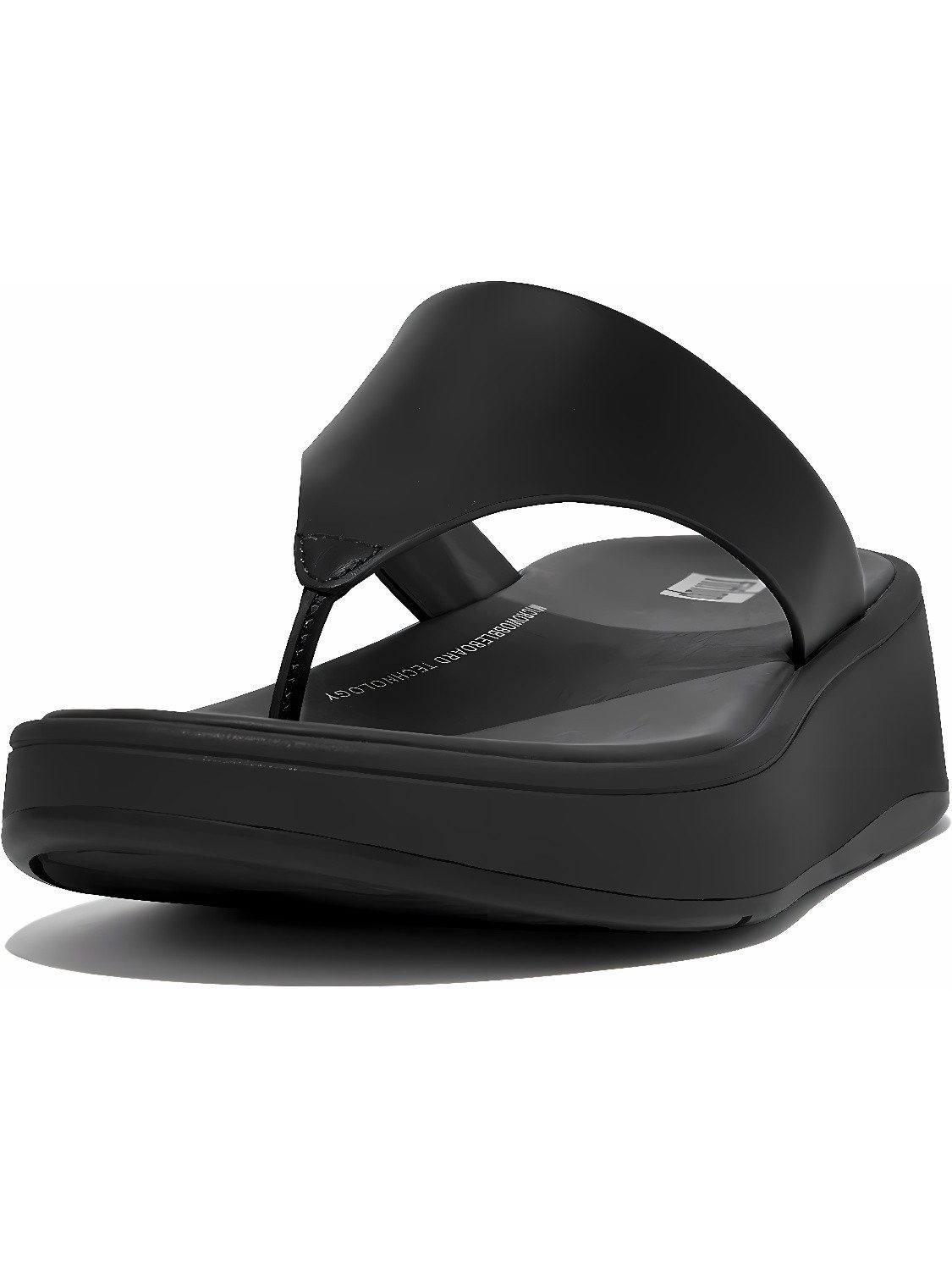 F-Mode Leather Flatform Toe-Post Sandals Sandale