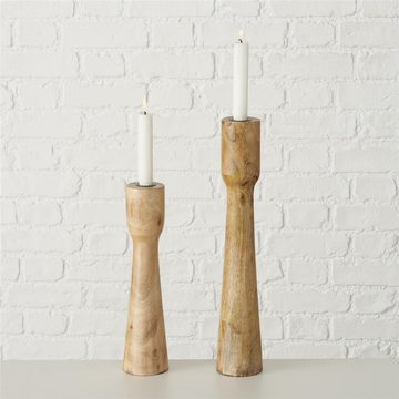 BOLTZE Kerzenleuchter Caldeas 2er Set, Kerzenhalter aus Holz Kerzenständer für Stabkerzen
