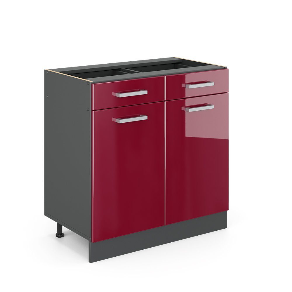 Vicco Unterschrank R-Line, Bordeaux Hochglanz/Anthrazit, 80 günstig online kaufen