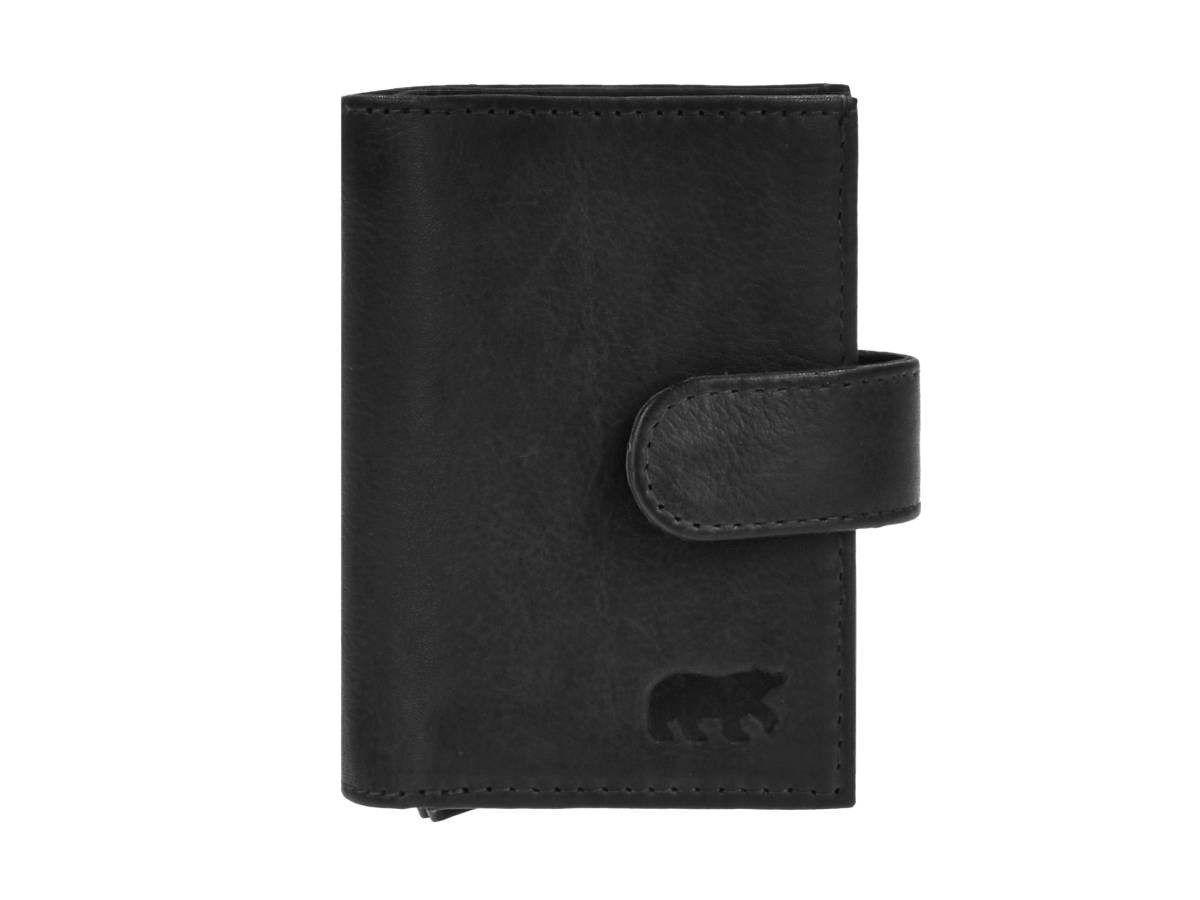 Bear Design Geldbörse Karten Portemonnaie Leder 8x10cm für 12 Karten mit RFID Schutz, Kartenbörse, Kartenetui, Lederbörse mit Scheinfach und Münzfach