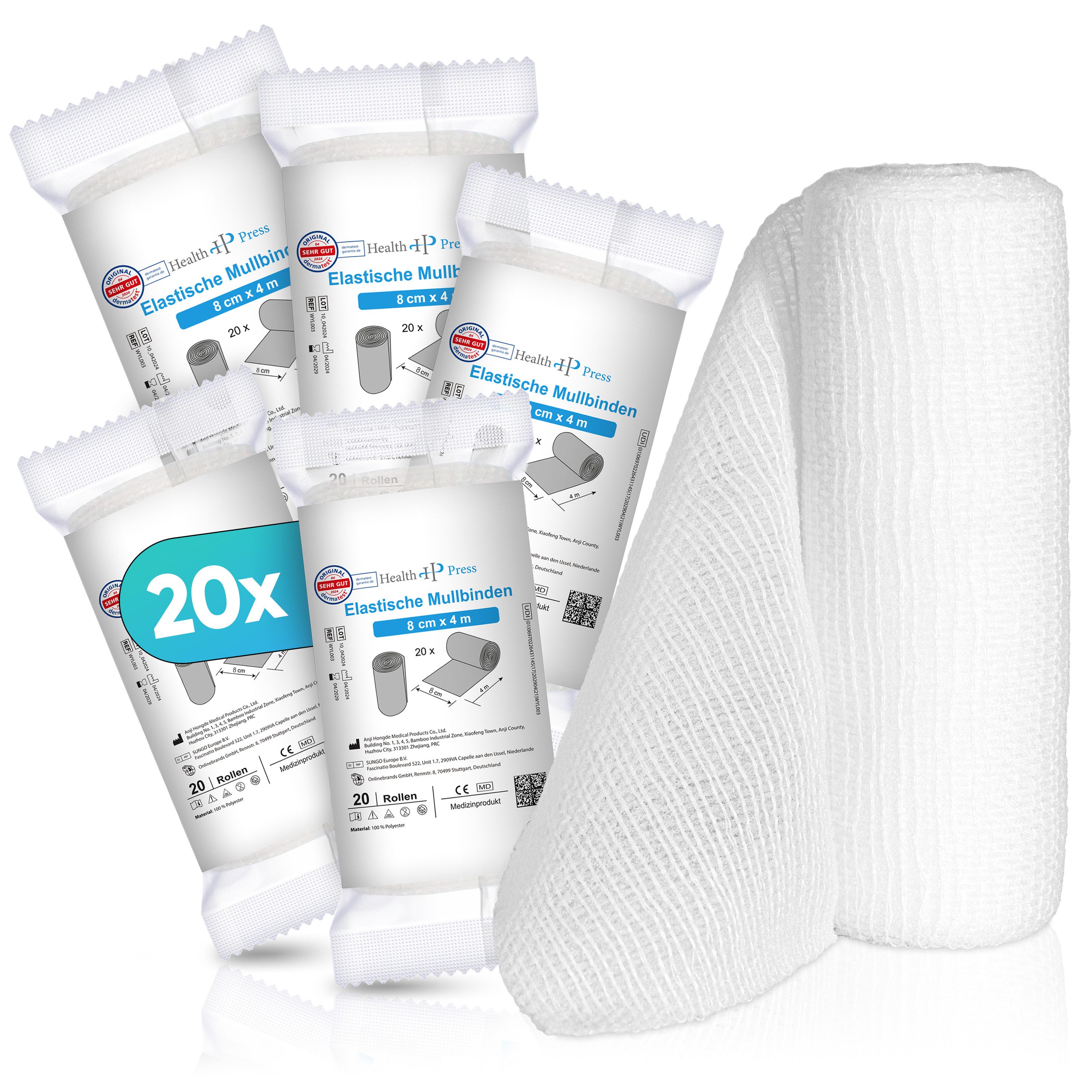 Health Press Wundpflaster Mullbinden – Verbandsmaterial (Set), Dermatologisch getestet