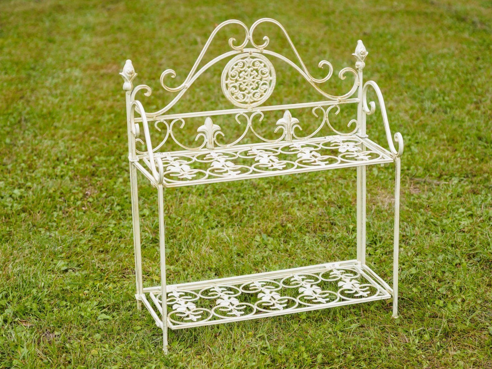 Aubaho Regal Regal Wandregal Eisen Pflanzregal Garderobe creme antik Garten we Stil