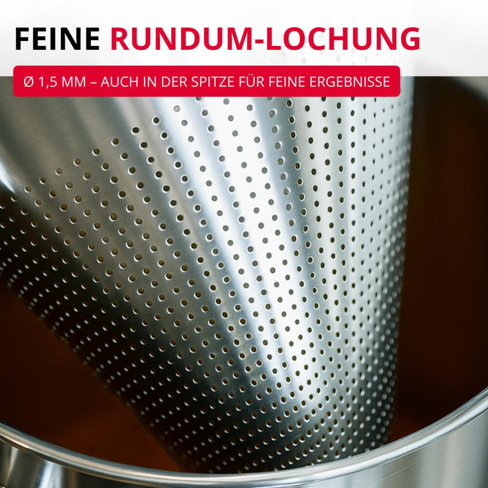 WESTMARK Küchensieb Chinois Pro – Feines Passiersieb mit Rundum-Lochung, Ø 23 cm, Edelstahl, spülmaschinengeeignet, vielseitig – Bild 5 von 5