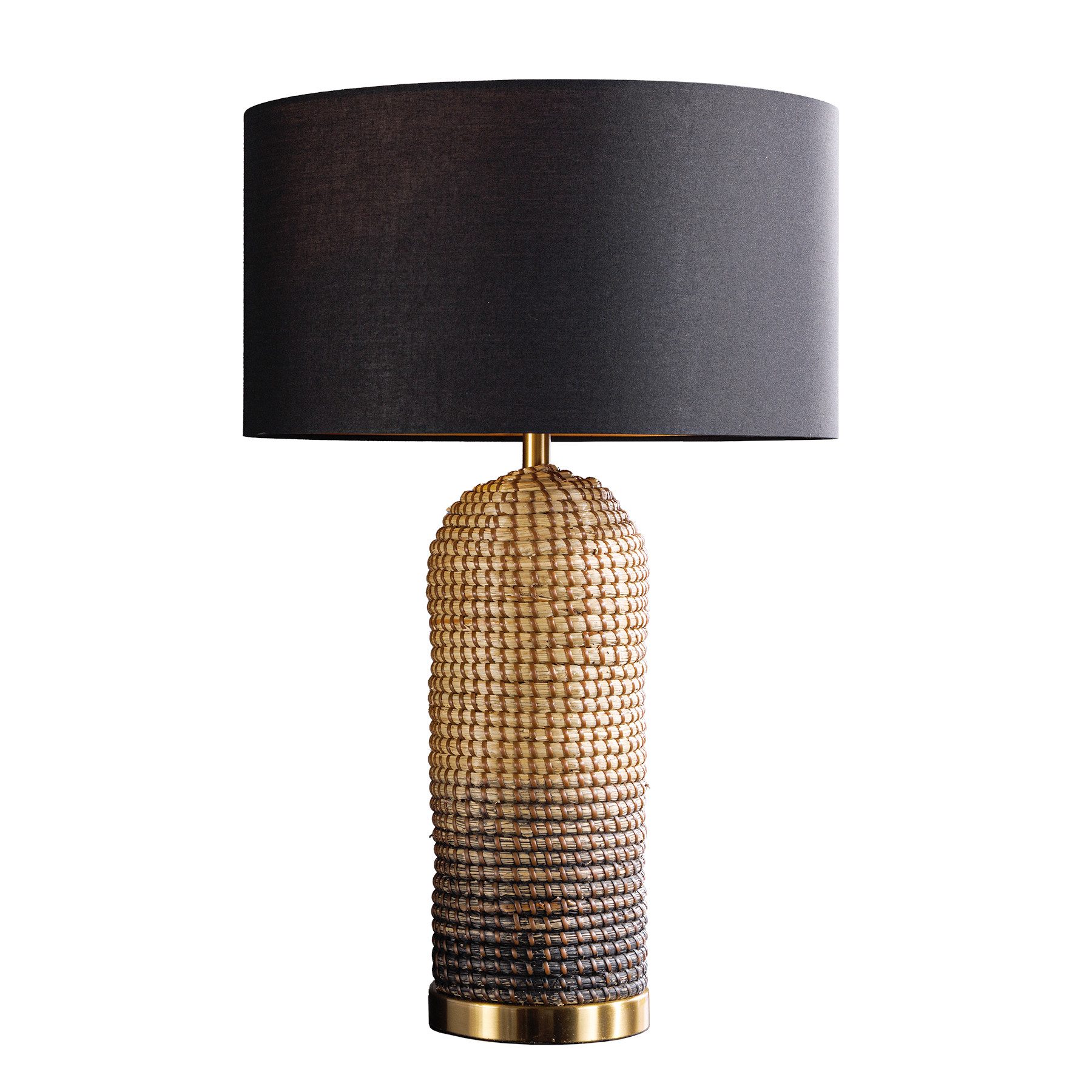 riess-ambiente Tischleuchte ZEA 60cm schwarz / natur - runder Lampenschirm, Seegras, handgefertigt, Ein-/Ausschalter, ohne Leuchtmittel, Tischlampe mit geflochtenem Gestell - ideal für natürliche Wohnzimmer