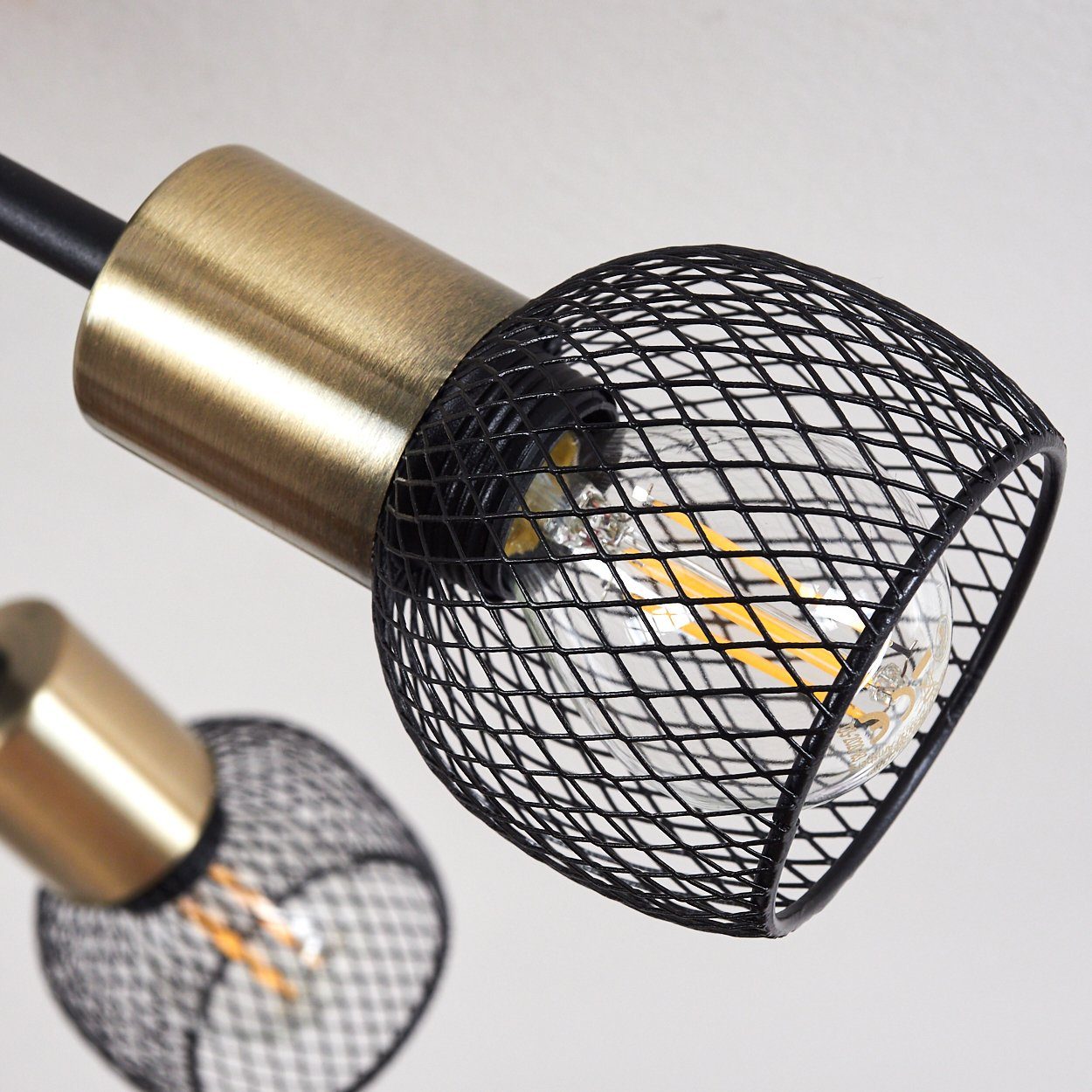Zimmerlampe schwarz, 6xE14 hofstein »Pieve« Metall 6-flammig, Leuchtmittel, aus ohne Deckenleuchte Deckenlampe gold