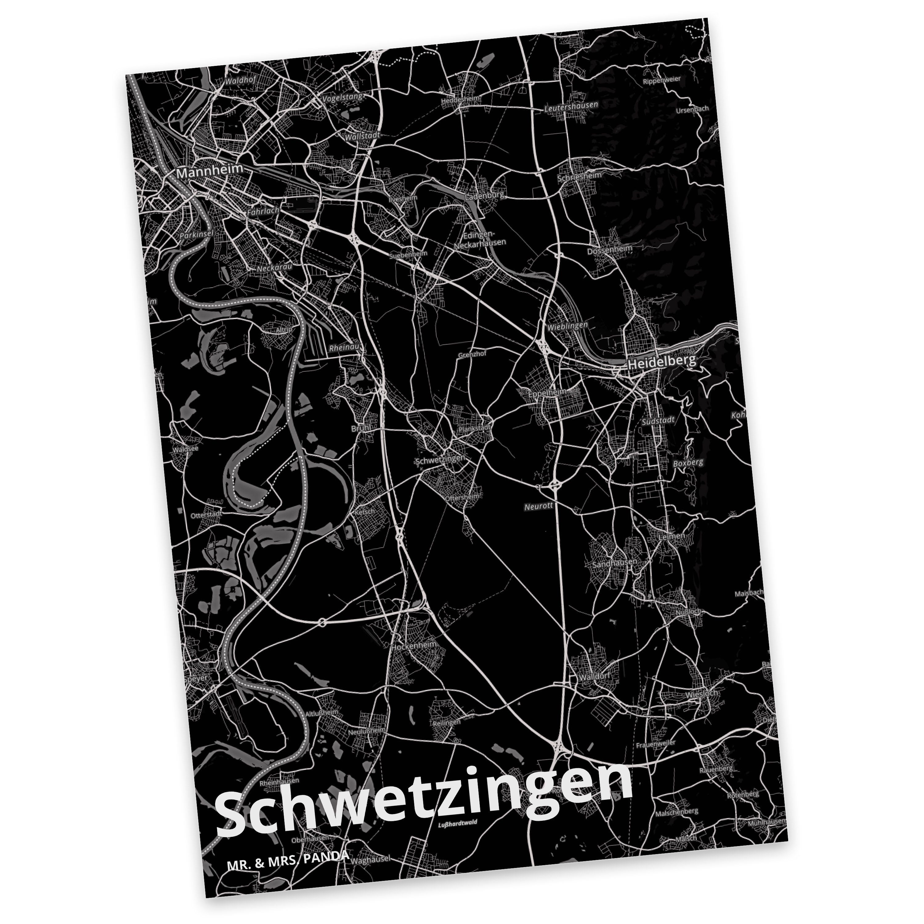 Stadt & Ansichtskarte, Mrs. Geburtstagskarte, Mr. Geschenk, Postkarte Schwetzingen Dorf - Panda