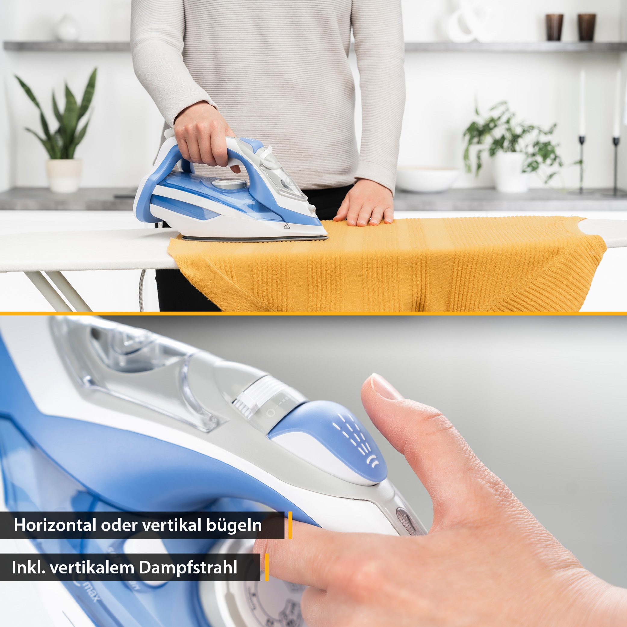 TZS FIRST AUSTRIA Dampfbügeleisen 2600W, Keramiksohle, 91 Düsen, 35g/min, 1g Dampfstoß, Blau, 2600 W, Bügeleisen mit Antikalk, Tropfschutz, Vertikaldampf, 450ml – Bild 5 von 5
