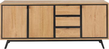 loft24 Sideboard Malti, Anrichte aus Kiefer, Rahmenoptik aus Metall, Breite 180 cm