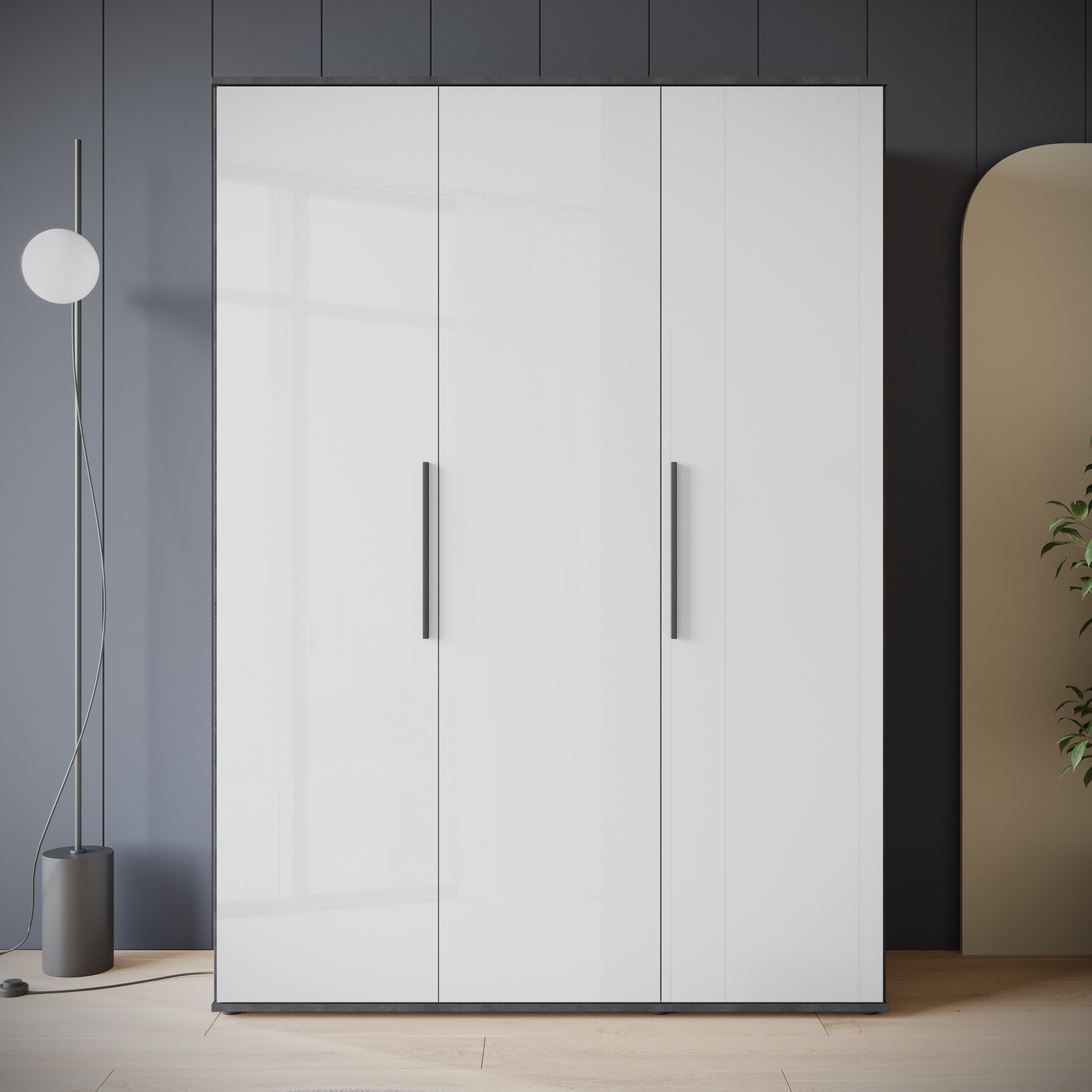 OTTO home Kleiderschrank LAGOS Wäscheschrank, Garderobe, schwarze Griffe, Made in Europe Moderner Drehtürenschrank, FSC-zertifiziert, Schlafzimmerschrank