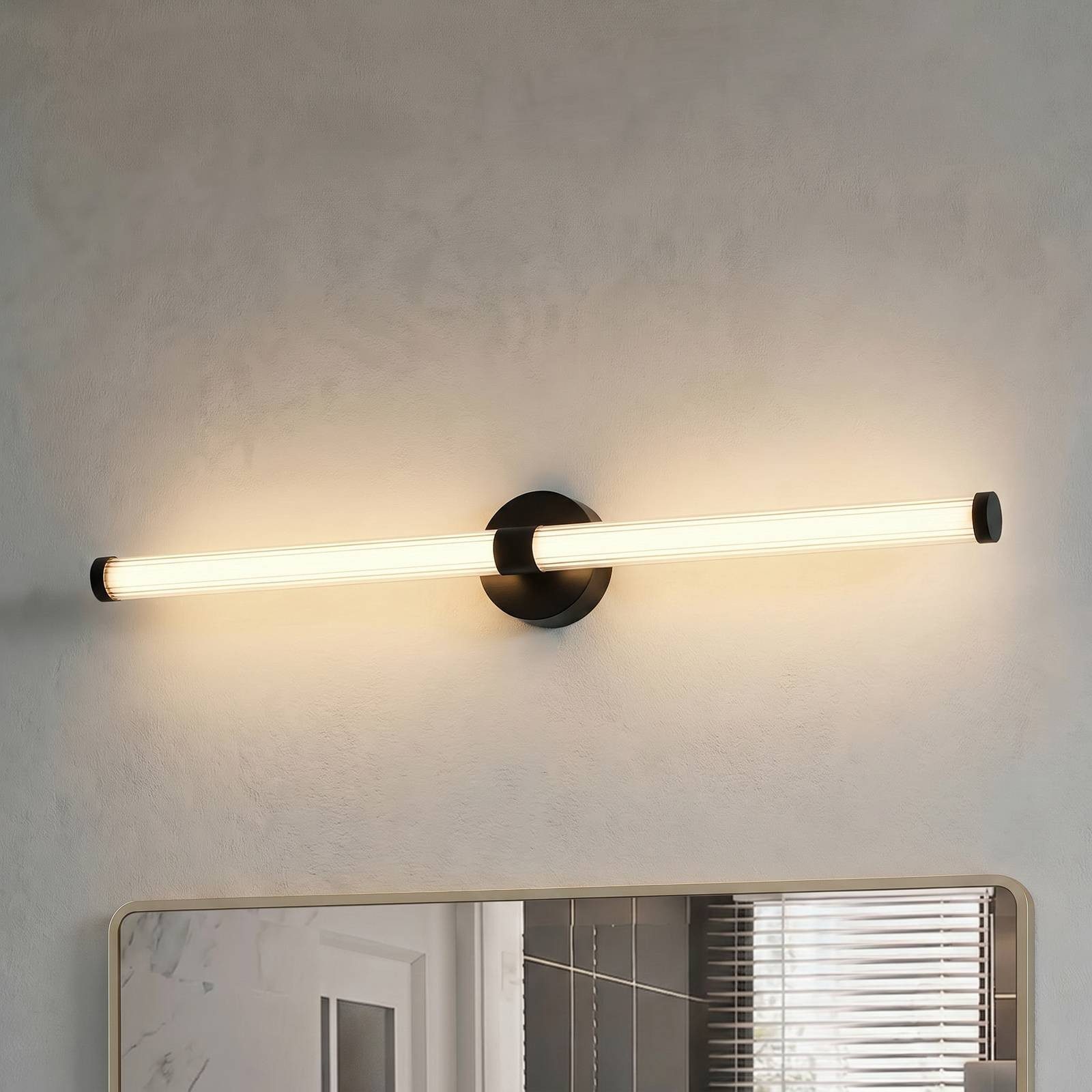 Lucande Wandleuchte Melisa, LED, Glas Schwarz Farbwechsel warmweiß / tageslicht IP44, Farbwechsel warmweiß / tageslicht
