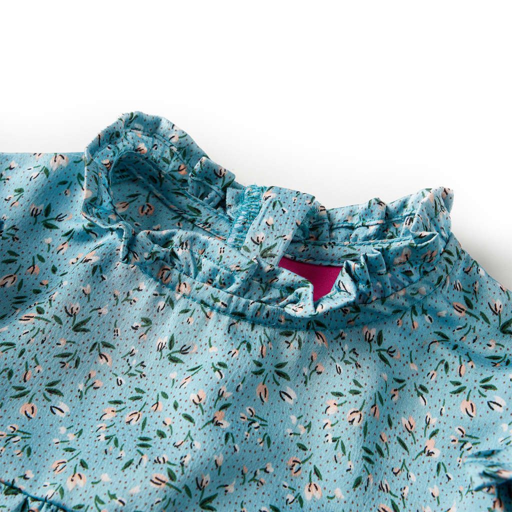 vidaXL Druckkleid Kinderkleid mit langen Ärmeln Blau 116