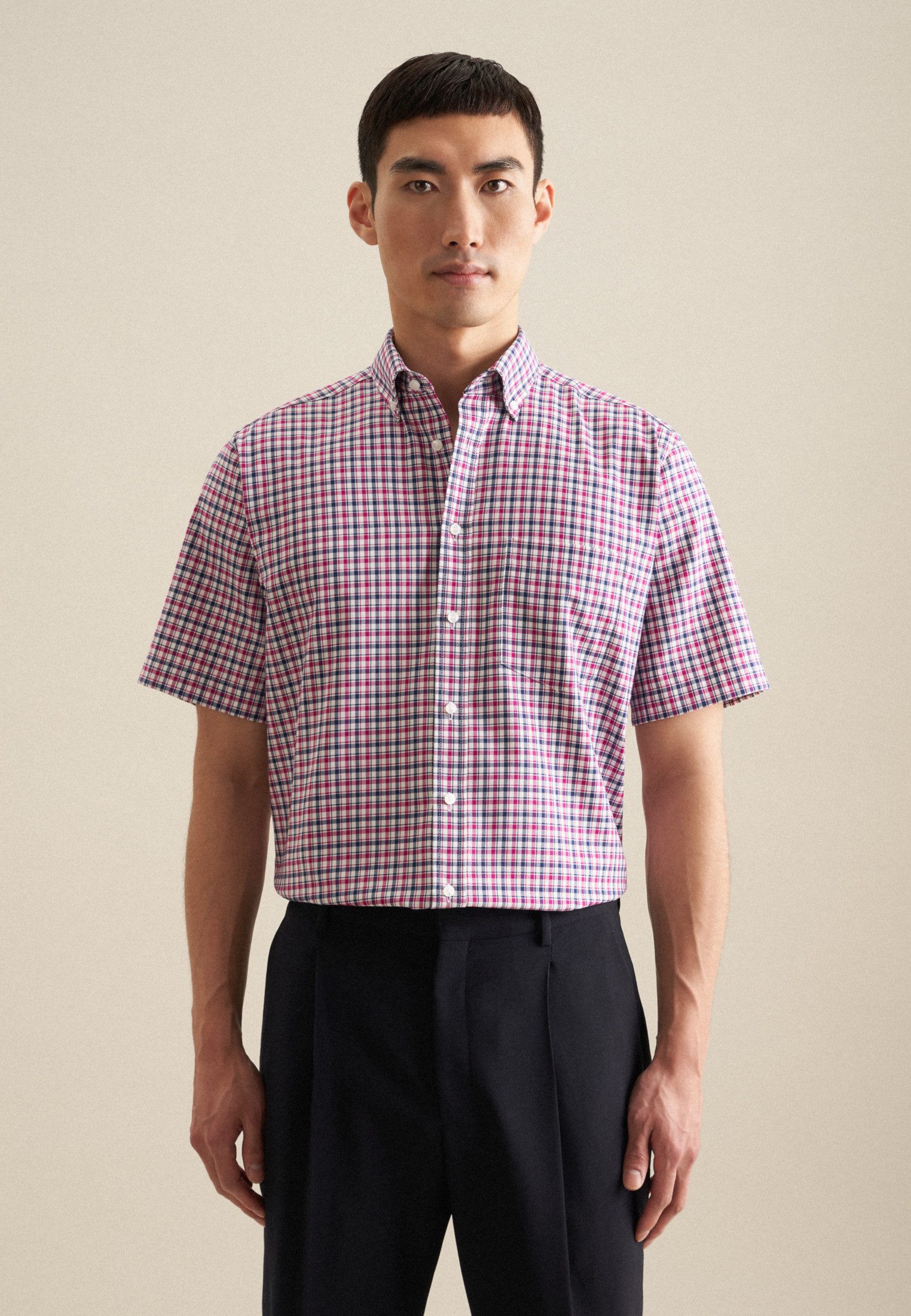 seidensticker Businesshemd "Regular" Regular Kurzarm Button-Down-Kragen Kar günstig online kaufen