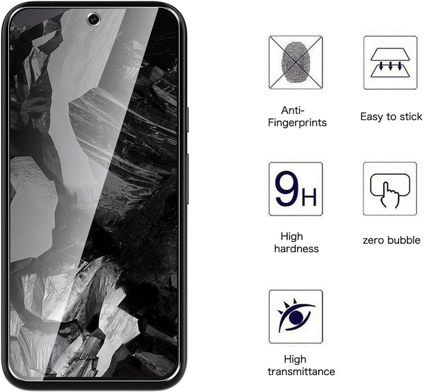 CLM-Tech Displayschutzglas für Google Pixel 9 Panzerfolie 1X und Kameraschutz 1X für Google Pixel 9, Schutzfolie 2er Set Kameraglas Panzerglas Displayschutz 9H  – Bild 3 von 5