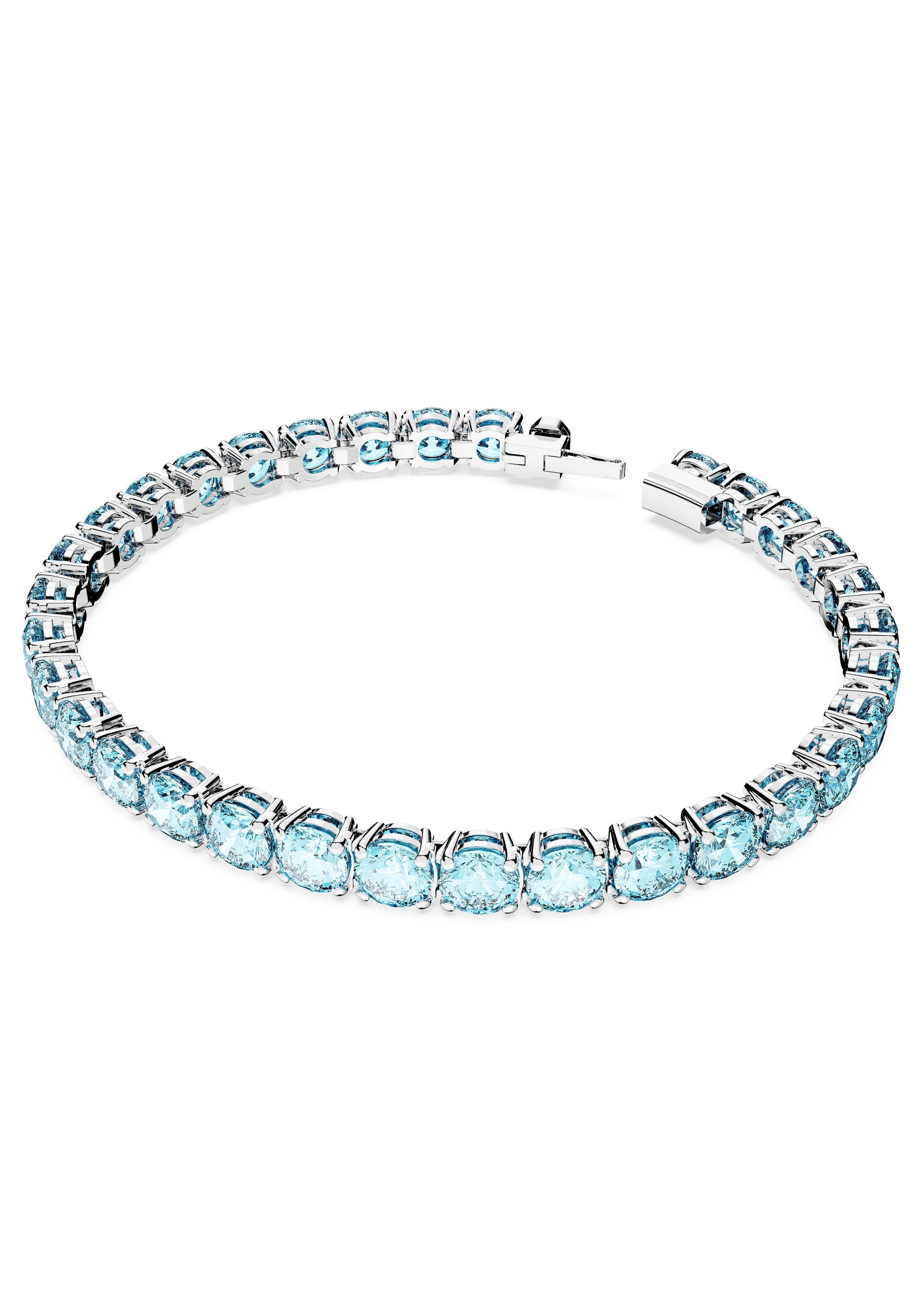 Rundschliff, mit Tennisarmband Swarovski® Swarovski Matrix, metallfarben-aquamarine Kristall