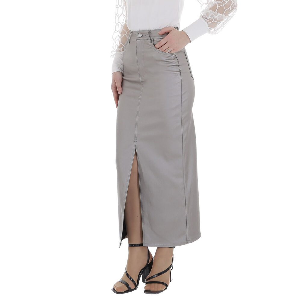Ital-Design Maxirock Damen Elegant (86358988) Glänzend Maxirock in Silber günstig online kaufen