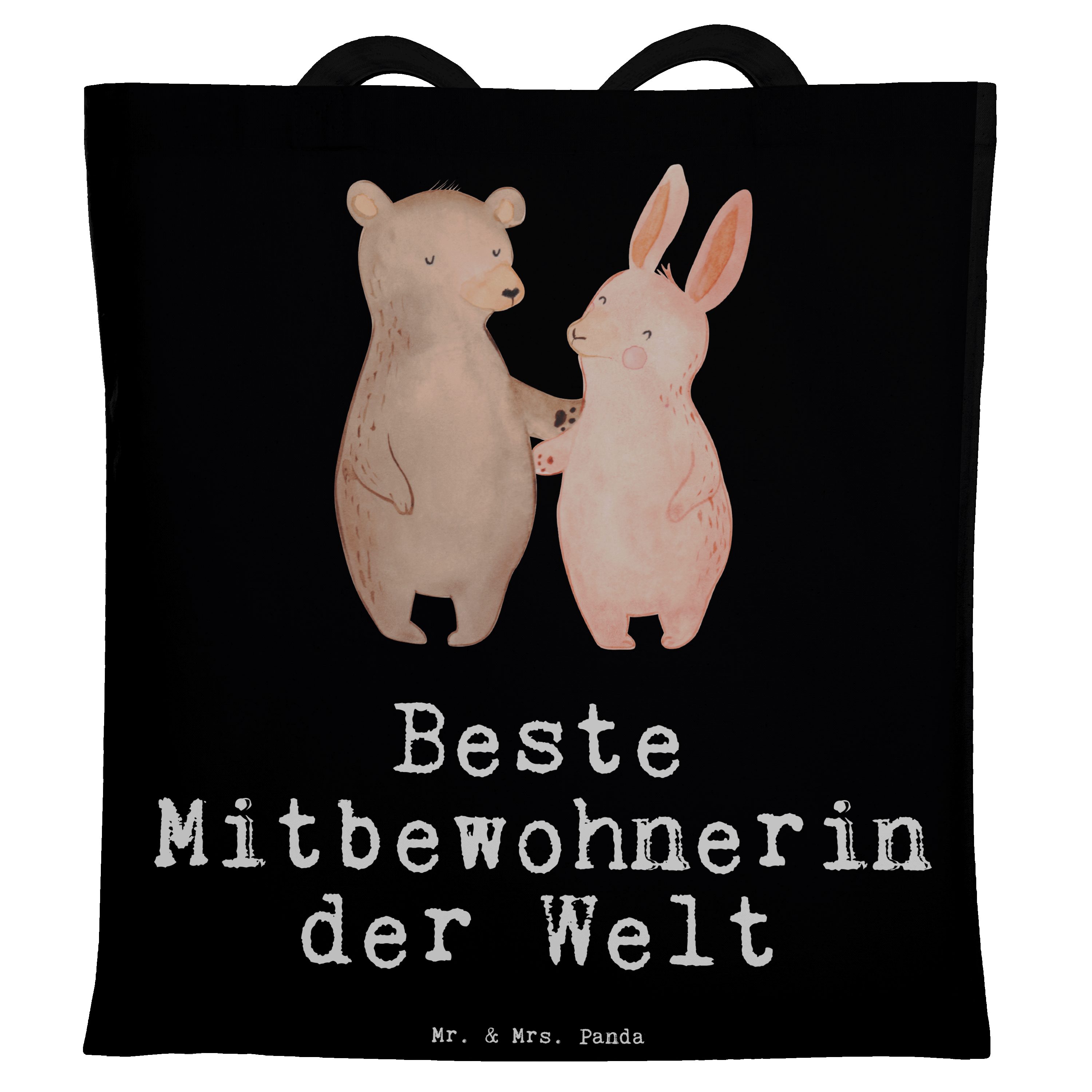 Mr. & Mrs. Panda Tragetasche Hase Beste Mitbewohnerin der Welt - Schwarz - Geschenk, Bedanken, Jut (1-tlg)