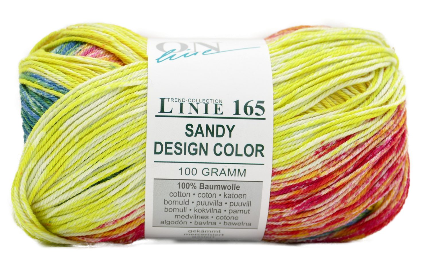 Online Garne Linie 165 Sandy Design Color Baumwollgarn mit Farbverlauf Häkelwolle, 240,00 m (Farbverlaufsgarn reine Baumwolle, Häkelgarn, Strickgarn, Strickwolle, Handstrickgarn), 100% Baumwolle, Nadelstärke 2,5 bis 3,5 mm