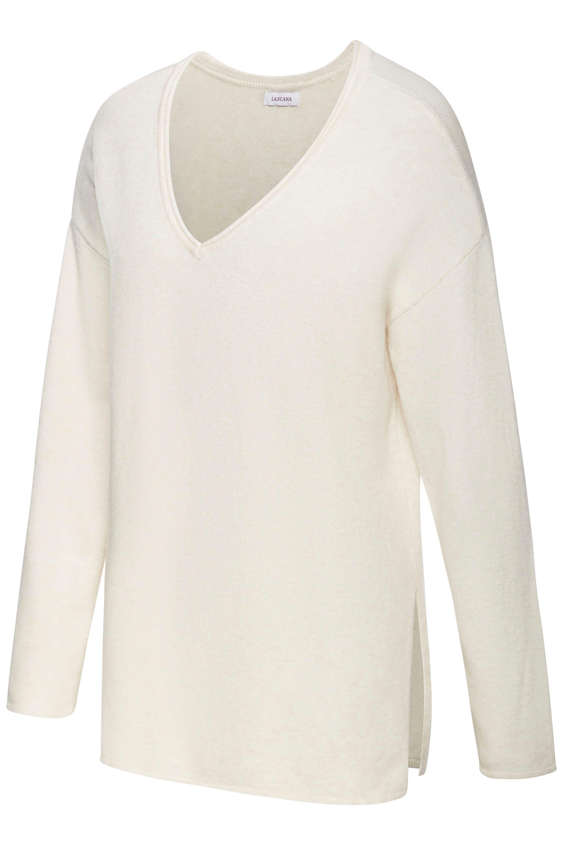 LASCANA Strickpullover lässiger Loungepullover mit seitlichen Schlitz, Loungewear
