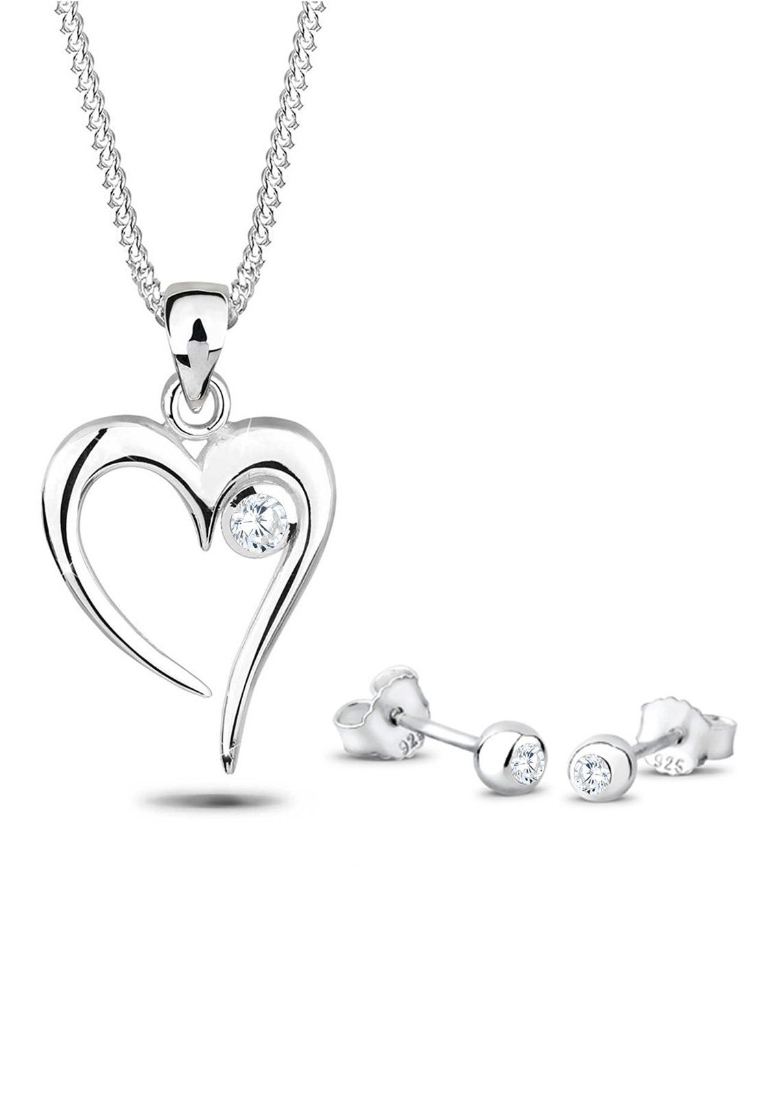 Elli Schmuckset Herz Solitär Zirkonia In Love 925 Sterling Silber günstig online kaufen