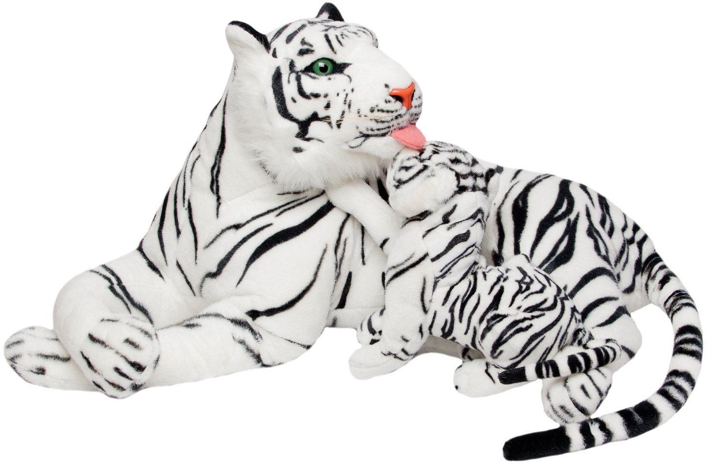 BRUBAKER Kuscheltier 100 cm Tiger mit Baby-Tiger liegend (1-St., Mutter mit Kind), Stofftier Plüschtier