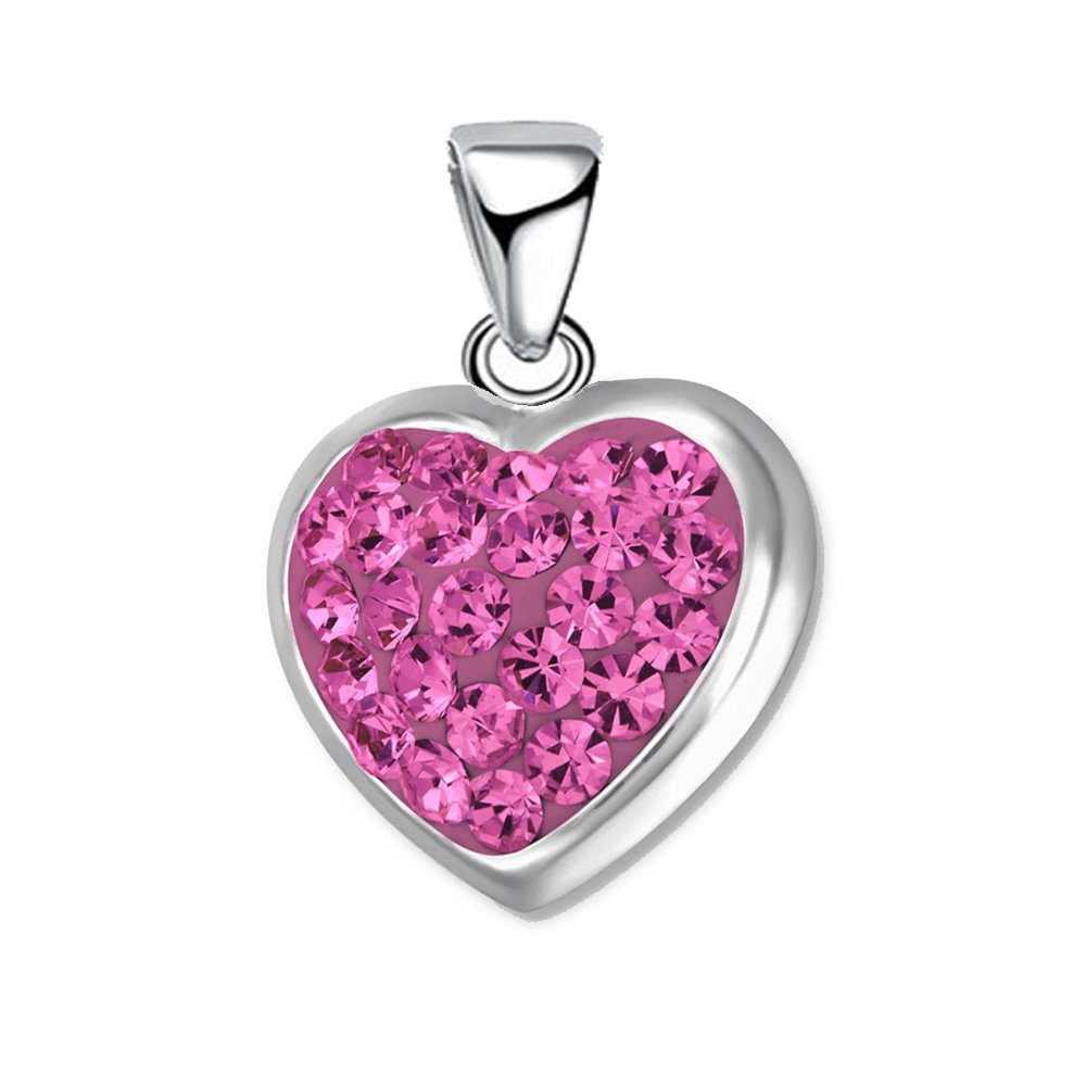 K787 Limana Silber mit Frauen pink Freundin Anhänger, für Mädchen 925 Geschenkidee Herzkette 40+5cm Sterling Kette echt Herz