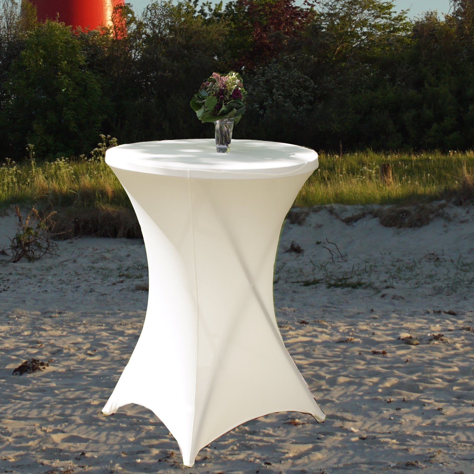 Stehtischhusse Bistrotisch Partytisch TRUTZHOLM Stretch Set 5er beige Stehtischhusse 80cm,