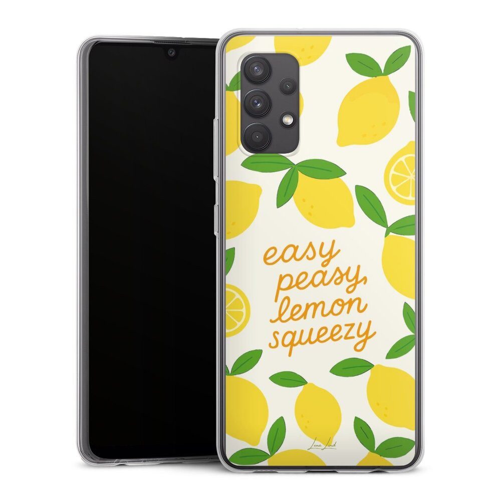 DeinDesign Handyhülle Zitrone Spruch Statement Easy Peasy Lemon Queezy, Samsung Galaxy A32 4G Silikon Hülle Bumper Case Handy Schutzhülle