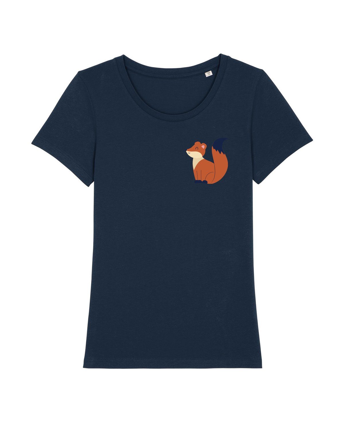 Print-Shirt Cute (1-tlg) Apparel dunkelblau wat? Fox