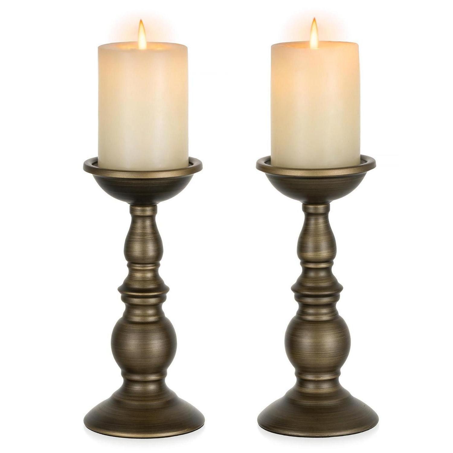 LuxusKollektion Kerzenständer Kerzenhalter Eisen Bronze 2er Set L (2 St)