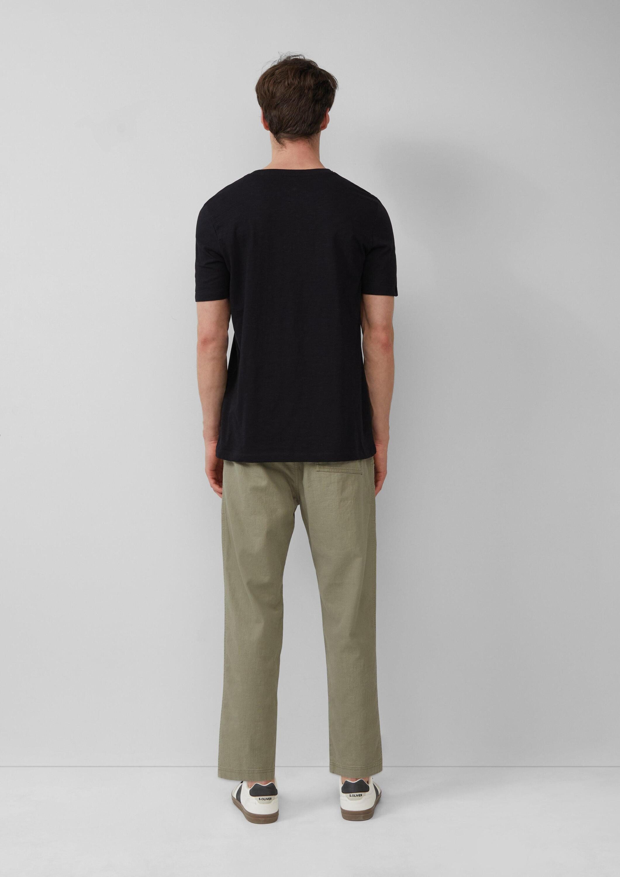 s.Oliver Kurzarmshirt T-Shirt Henley-Shirt mit Flammgarnstruktur