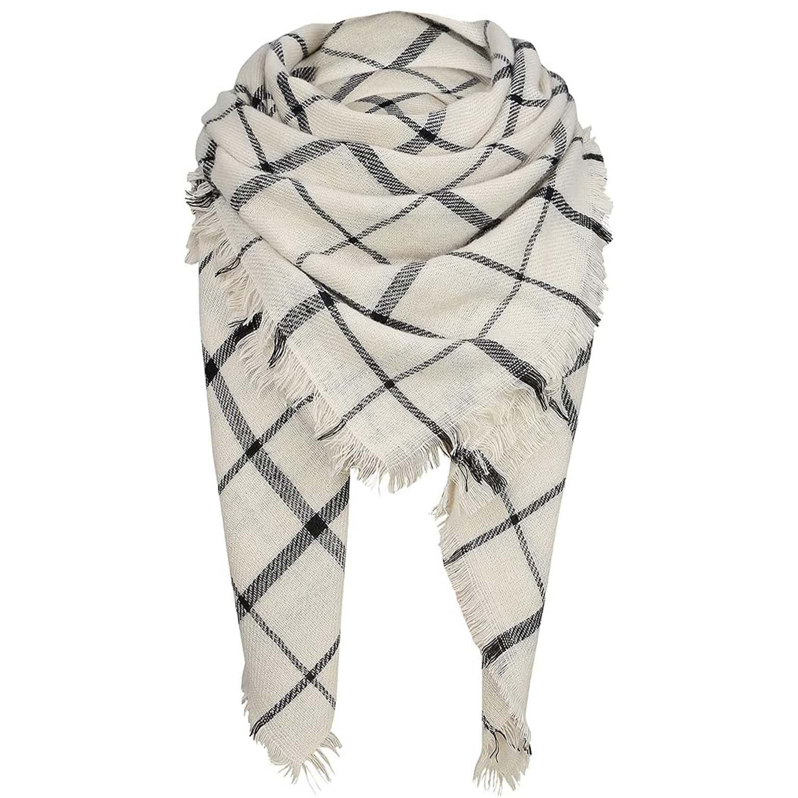 HAUSS SPOLE Modeschal Dreiecksschal mit Schals und Tücher Doppelseitiger karierterSchal, (140x140 cm mit Klassisches Karomuster Weicher hautfreundlicher Stoff, 1-St. vielseitig tragbar als Tuch Stola elegantes Accessoire Geschenkidee), Kombinierbar mit Mänteln Strickjacken Jeans und Röcken für Outfits