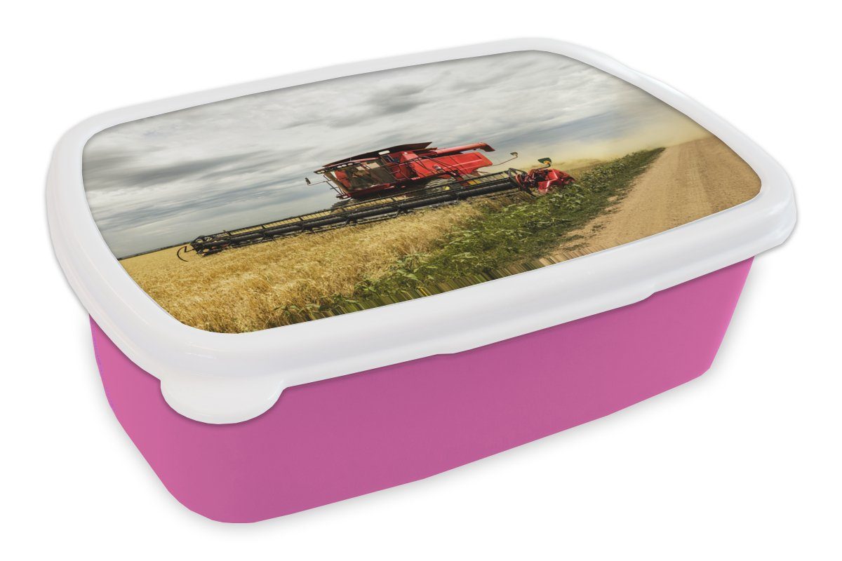 Erwachsene, Brotdose Lebensmittel, Snackbox, Kunststoff, für Kinder, Traktor Brotbox MuchoWow rosa (2-tlg), Mädchen, - Kunststoff Lunchbox Amerika -